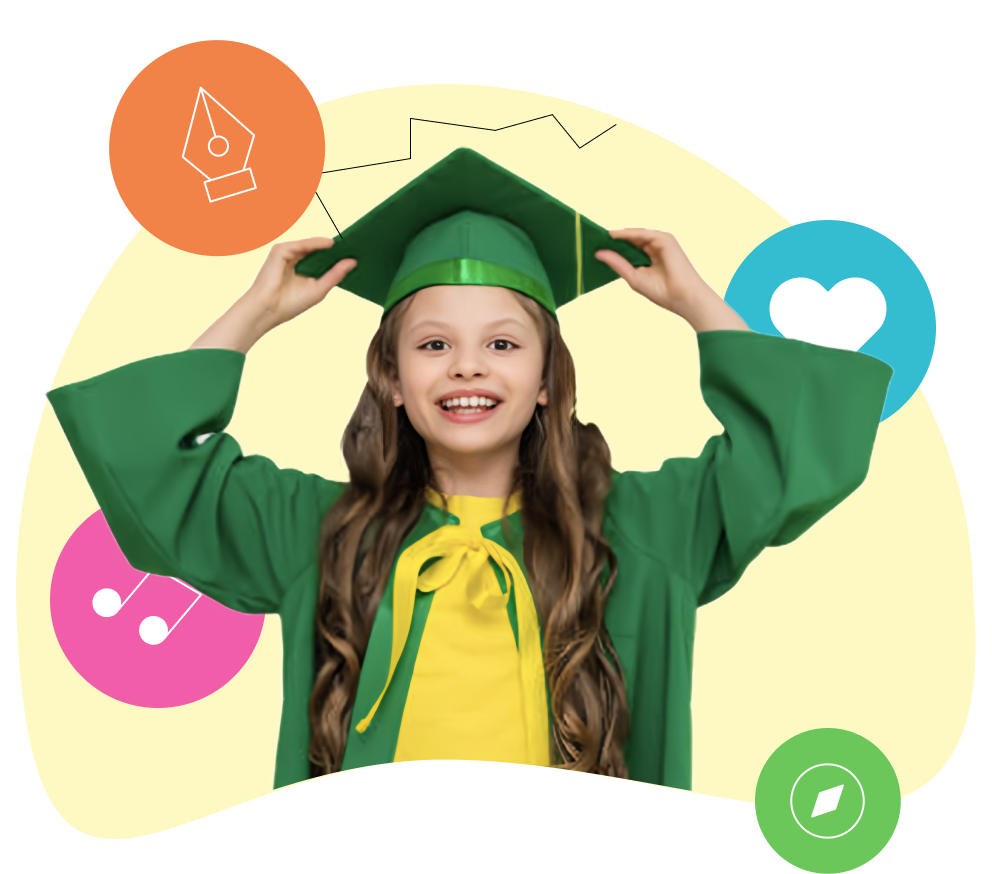Happy learning character